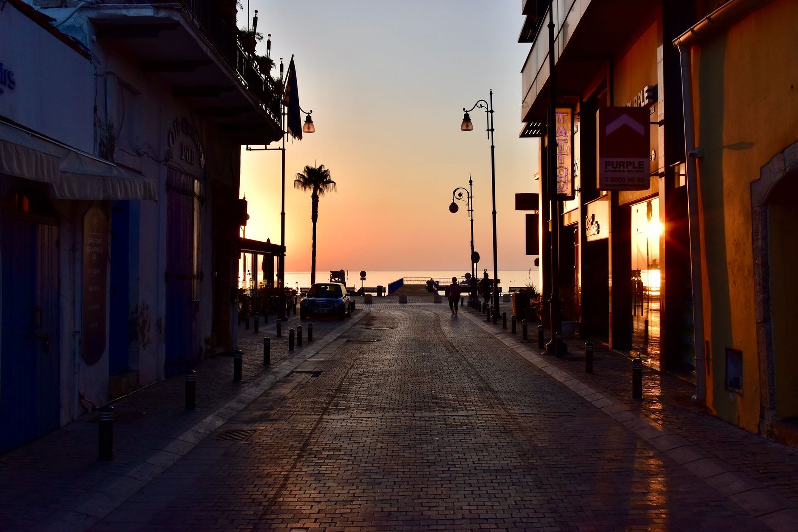 Quiet coastal city street in Gqeberha at golden hour
